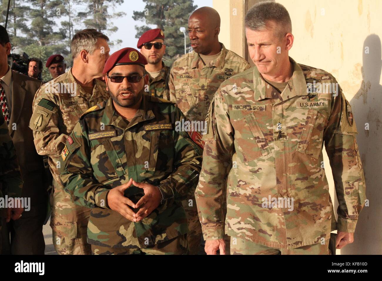 NATO Resolute Support Commander John Nicholson (right) meets with