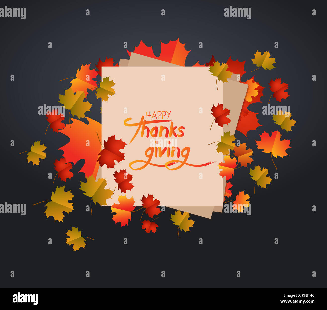 Happy Thanksgiving Day with autumn leaves Stock Photo - Alamy