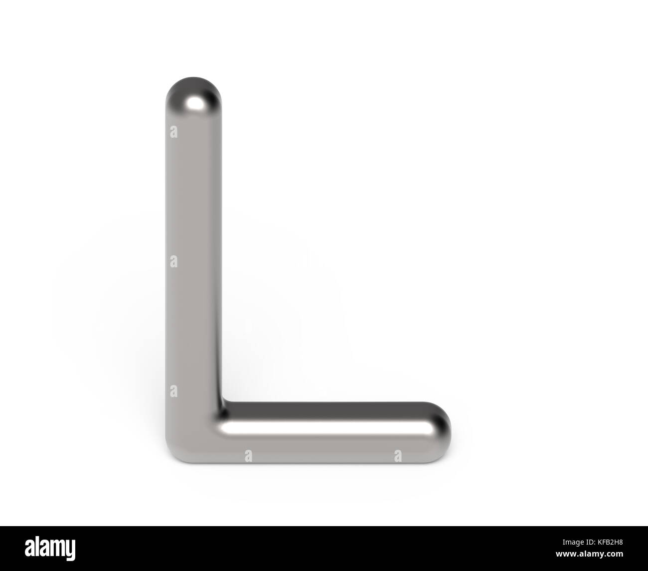 3D render metallic alphabet L, thin and glossy silver 3D font design ...