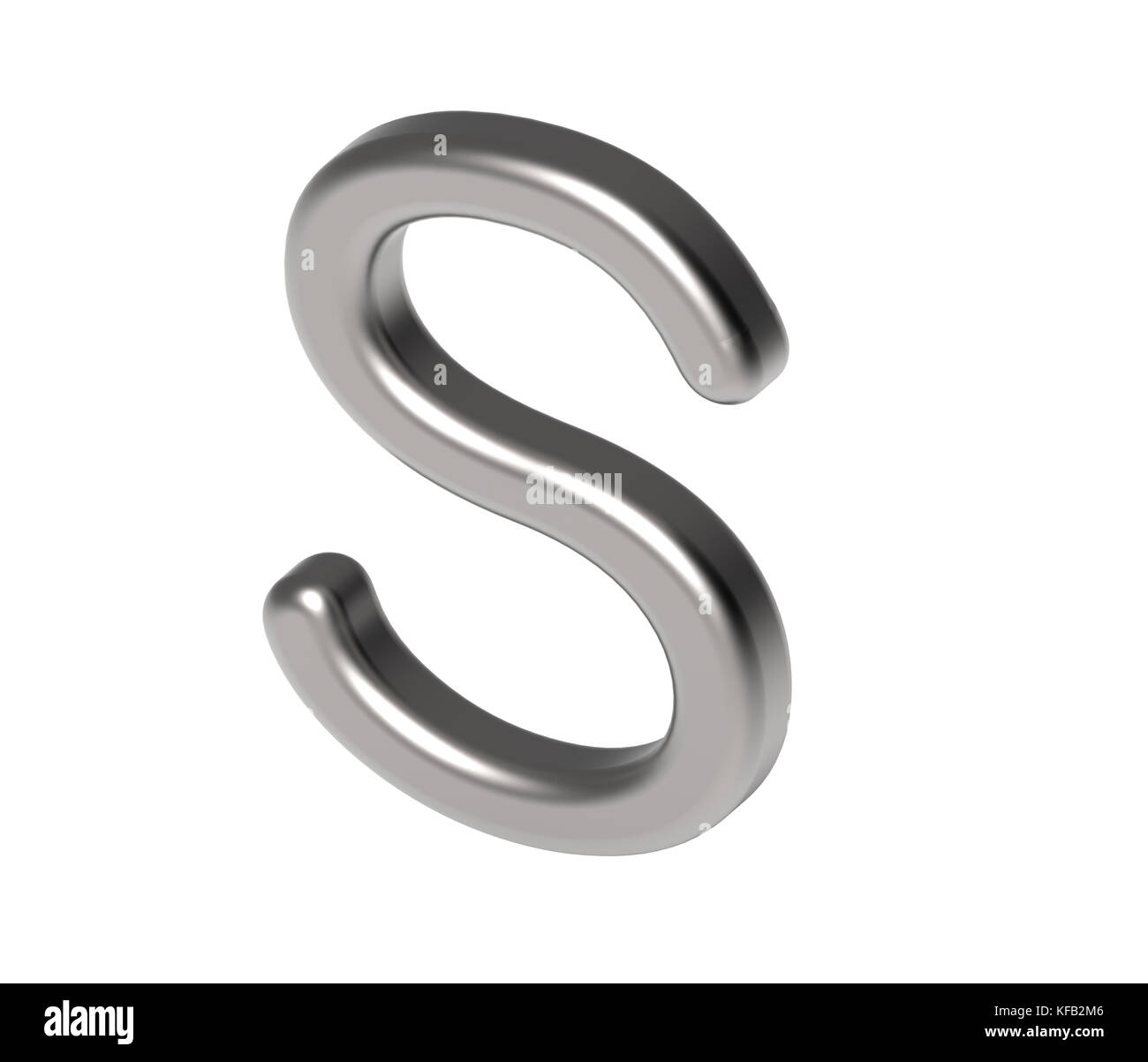 3D render metallic alphabet S, thin and glossy silver 3D font design ...