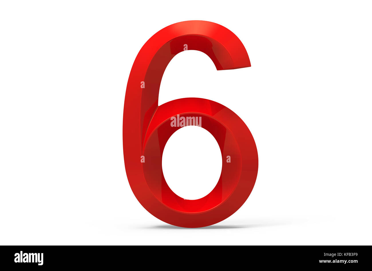 3D render red beveled number 6, retro 3D figure design Stock Photo - Alamy