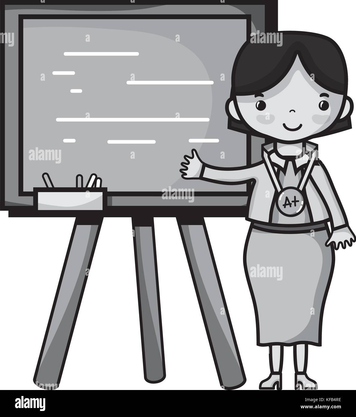 grayscale teacher teaching class lesson in the backcoard Stock Vector ...