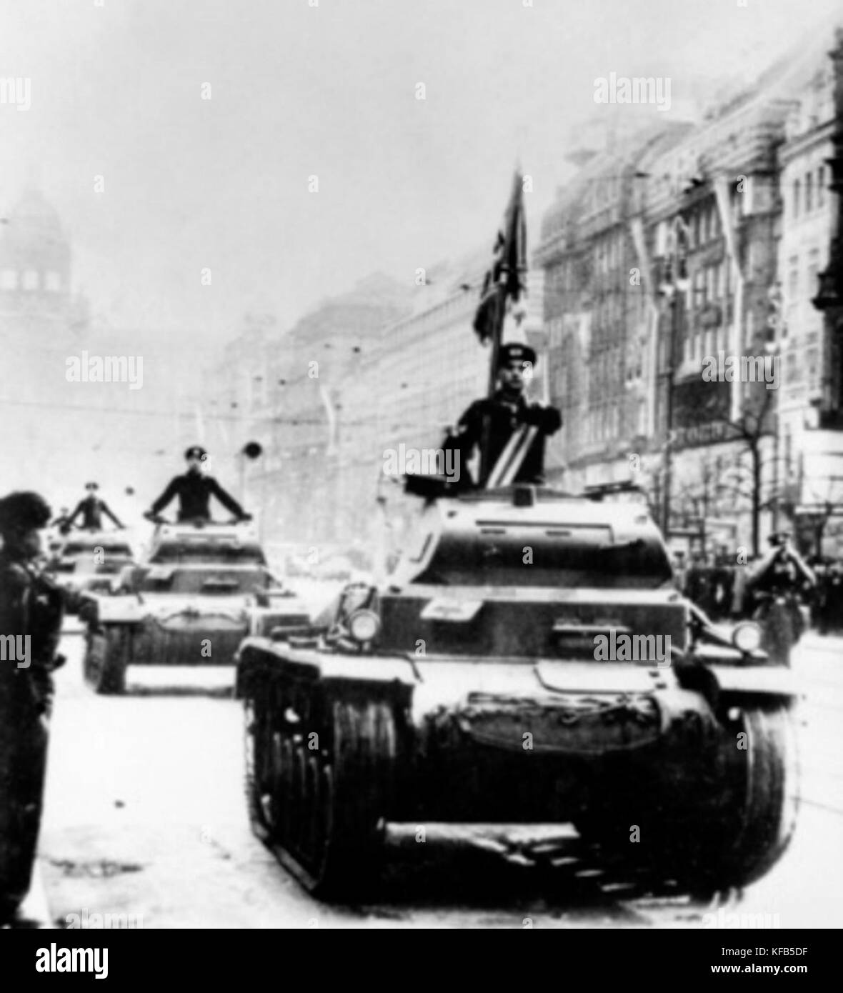 German Panzer IIs in Prague2 1939 Stock Photo