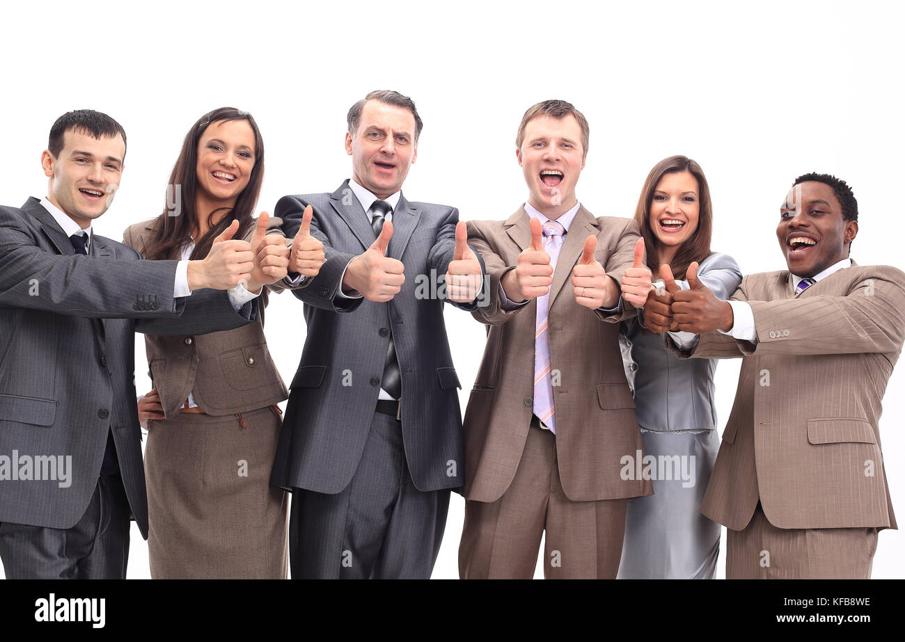 successful business team with thumbs up Stock Photo - Alamy