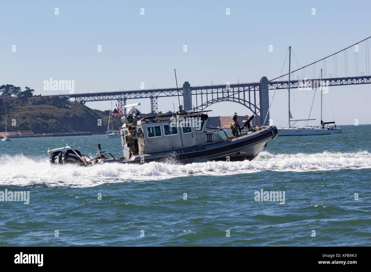 USCG MSRT patrols the waters of San Francisco Bay Stock Photo