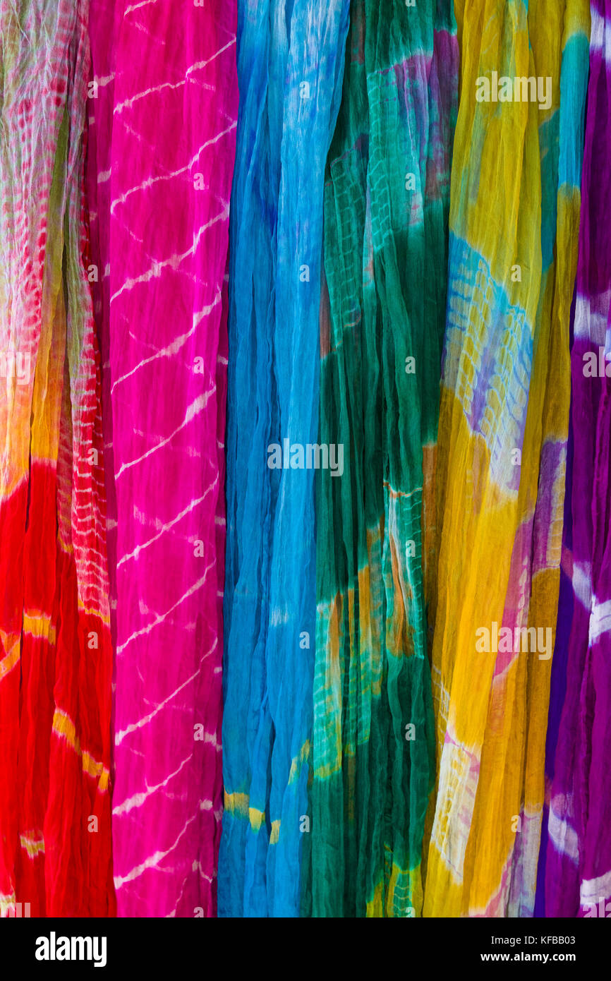 Colorful lengths of fabric Stock Photo