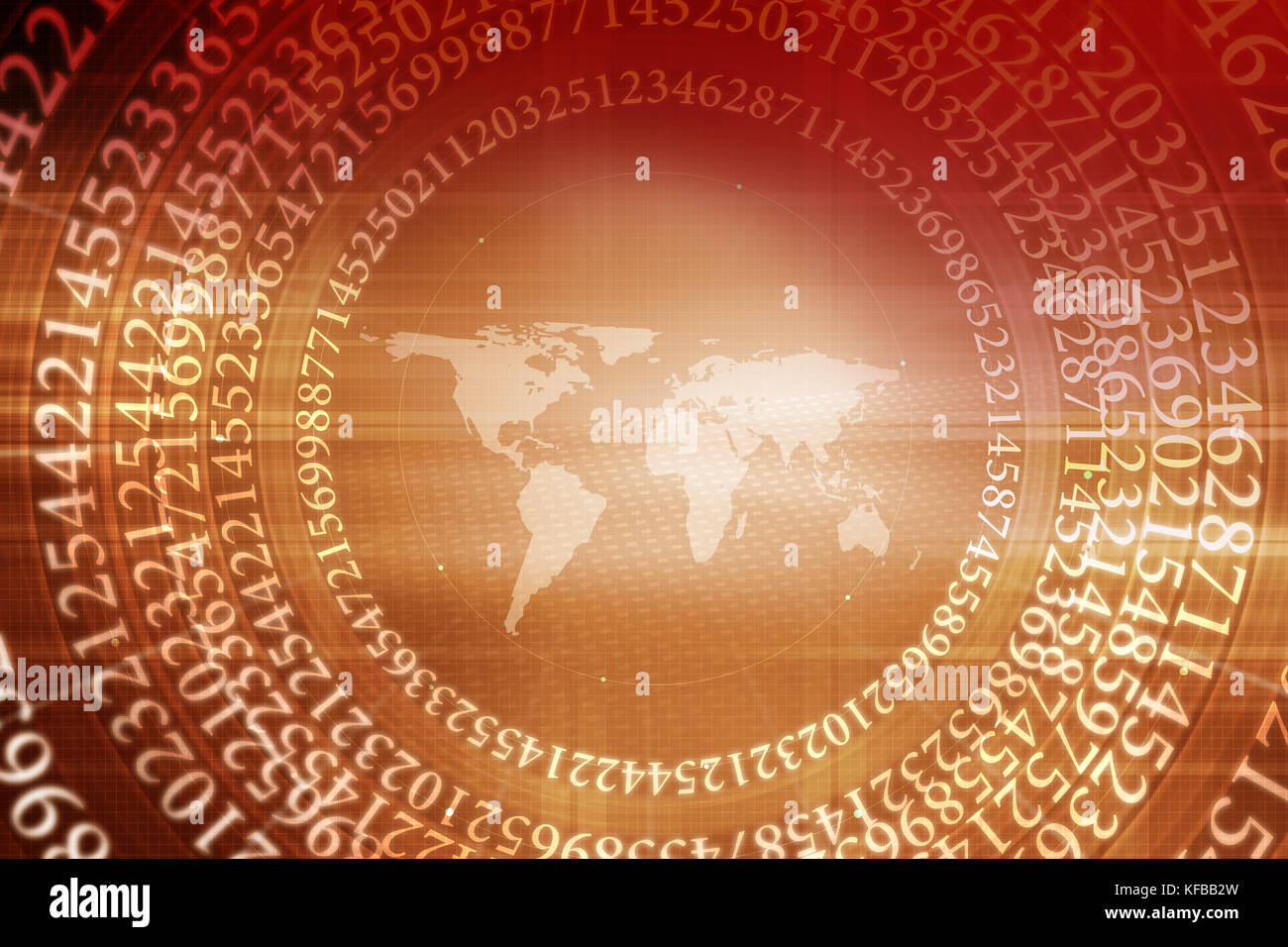 Graphical design with numbers and world map background Stock Photo - Alamy