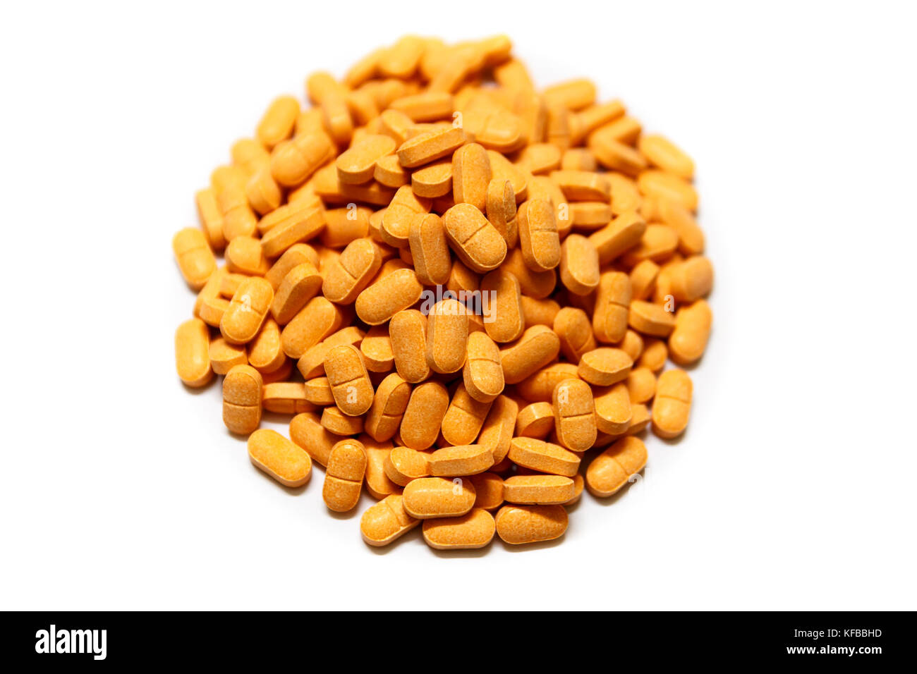 A Pile of Vitamin C, Also Known as Ascorbic Acid, on White Background.A