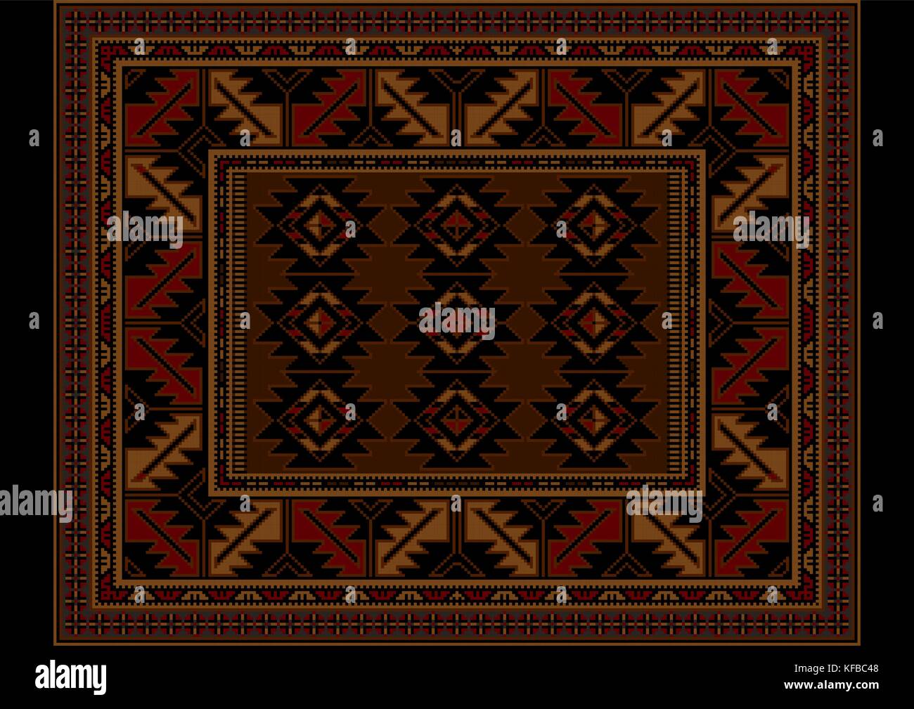 Variegated vintage carpet at maroon and brown shades with pattern in ...