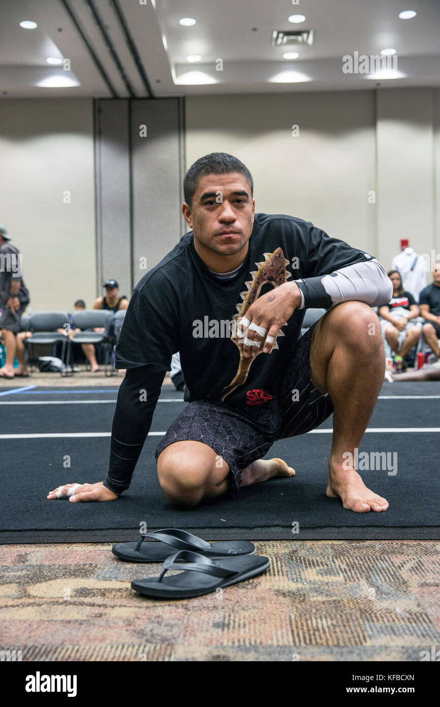 USA, Oahu, Hawaii, Jujitsu Martial Arts fighter at the ICON grappling