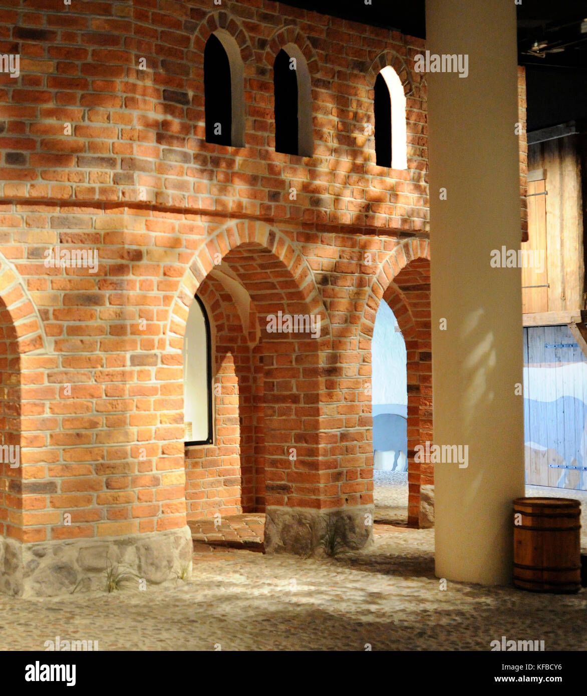 History of Sweden. Middle Ages. Reproduction of a medieval scandinavian monastery in brick. Historical Museum. Stockholm. Sweden. Stock Photo