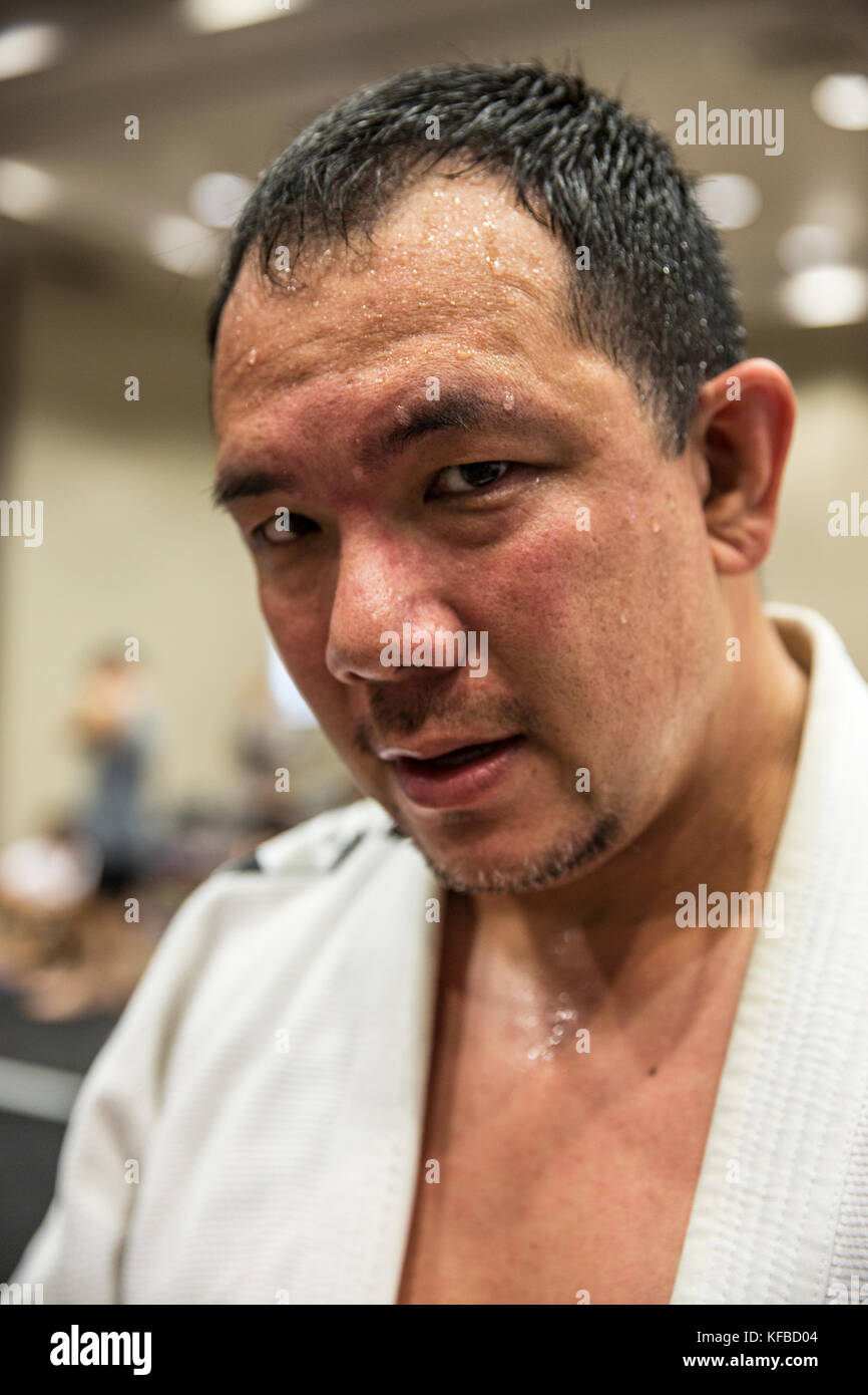 USA, Oahu, Hawaii, portrait of Jujitsu Martial Arts fighter Keith Chang