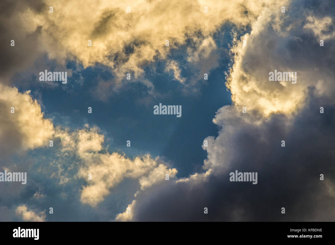 Dramatic sunset sky with colorful clouds after thunderstorm Stock Photo ...