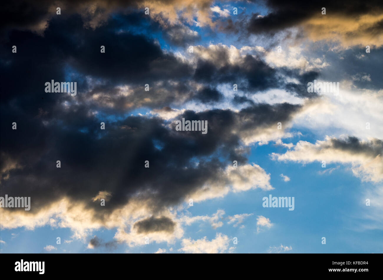 Dramatic sunset sky with colorful clouds after thunderstorm Stock Photo ...
