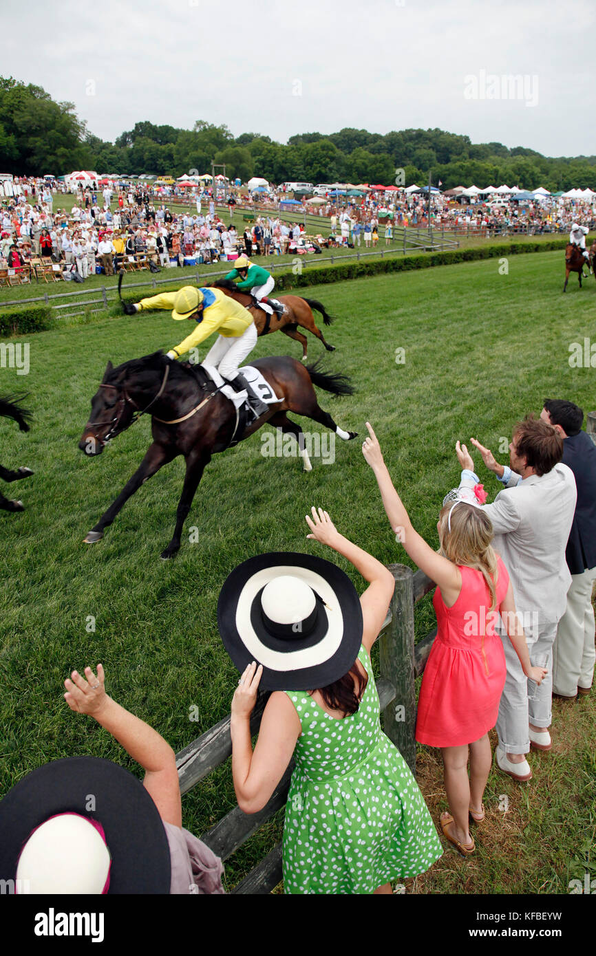 USA, Tennessee, Nashville, Iroquois Steeplechase, spectators cheer on