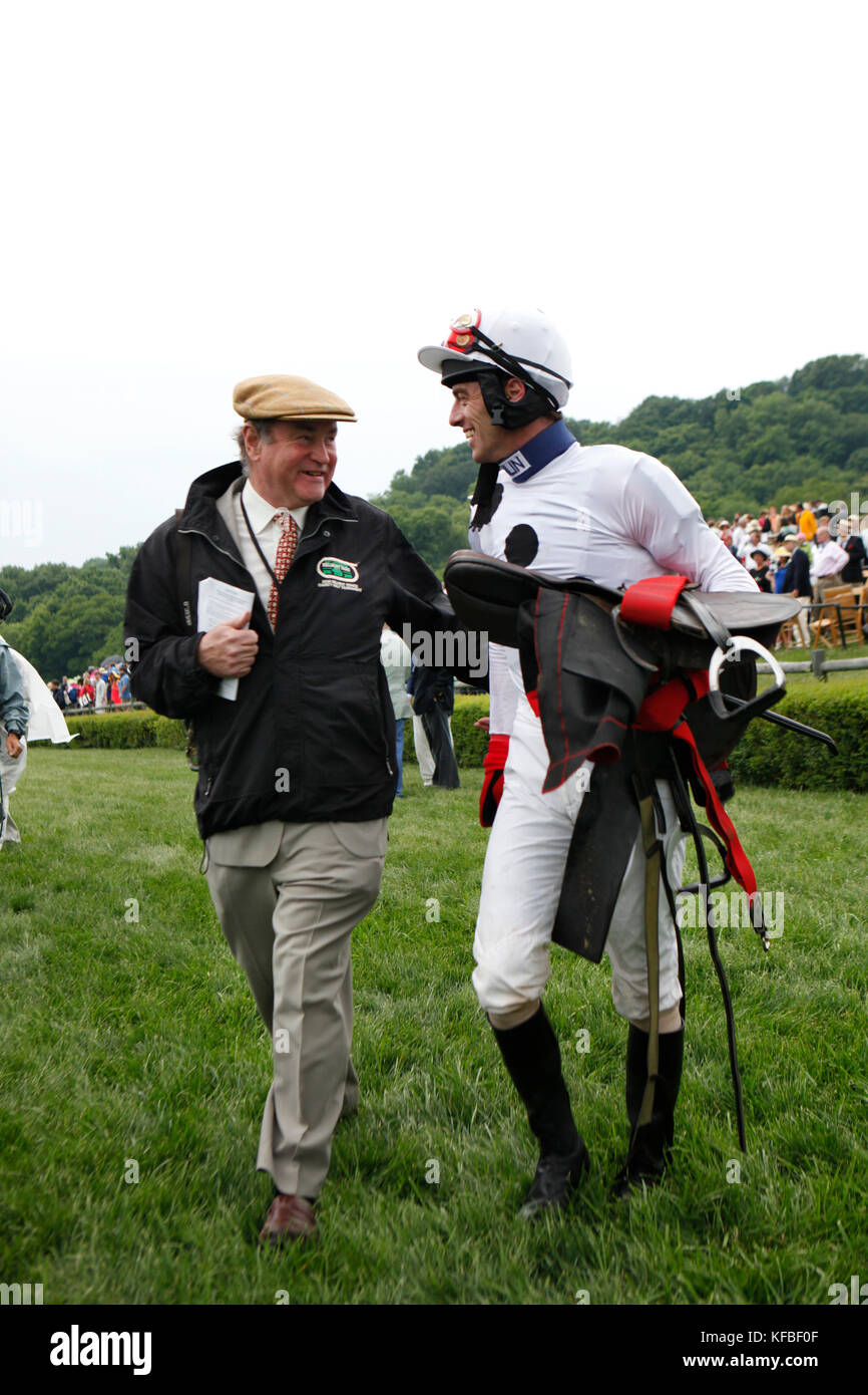 USA, Tennessee, Nashville, Iroquois Steeplechase, winning jockey Brian Crowley after the seventh race Stock Photo