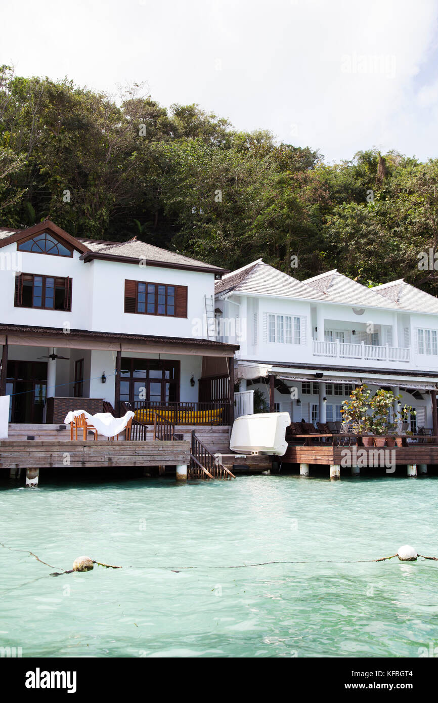 JAMAICA, Port Antonio. Private homes by the Blue Lagoon. Stock Photo