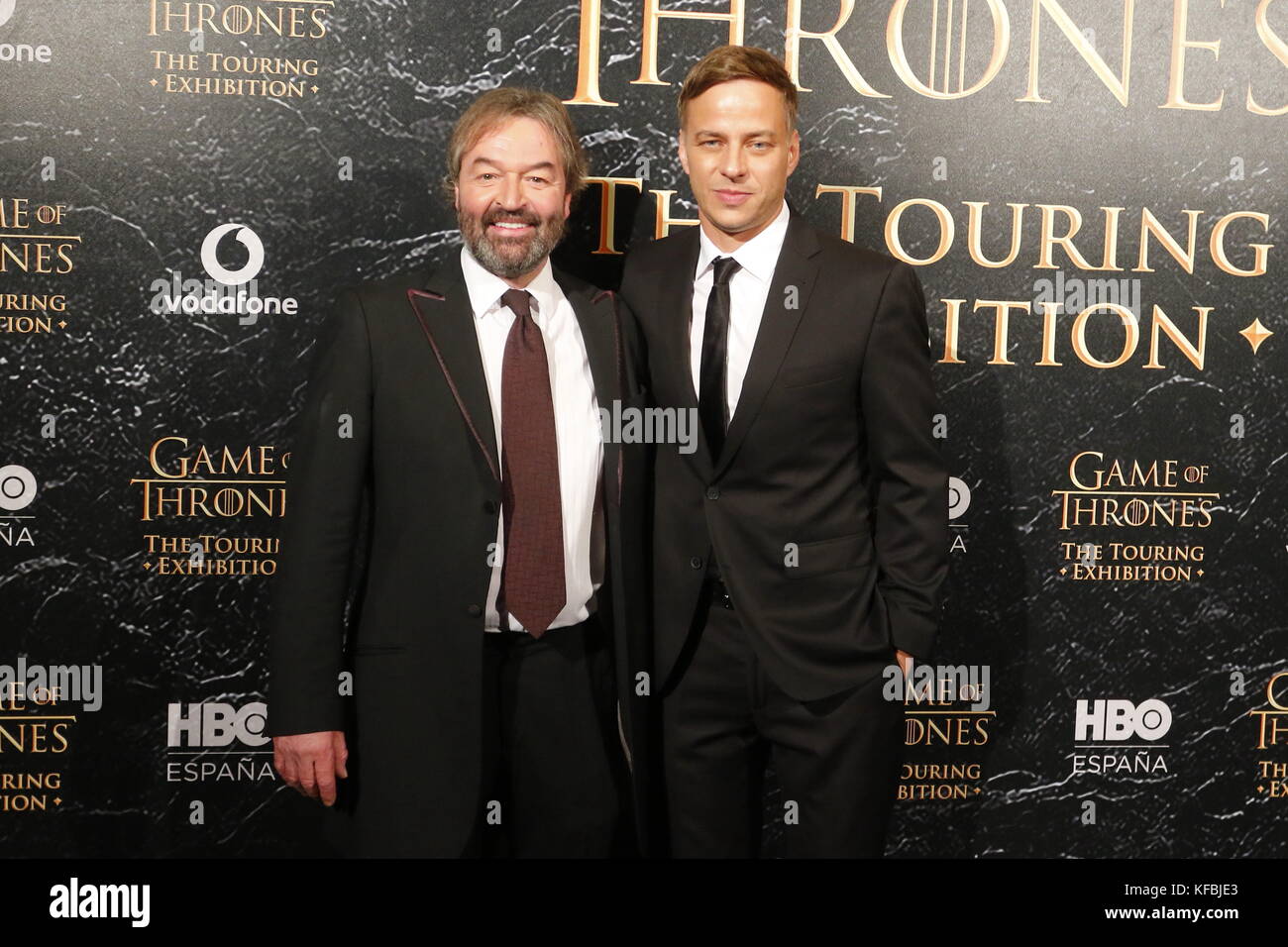 Barcelona, Spain. 26th Oct, 2017. Ian Beattie and Tom Wlaschiha. the great exhibition of game of thrones begins his world-wide tour in barcelona.26th October, Barcelona. Credit: Joma/Alamy Live News Stock Photo