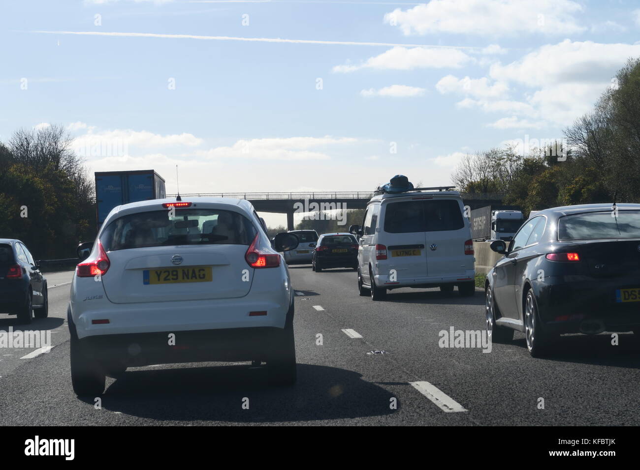 M5, Somerset, UK. 27th October, 2017. Congestion builds on the M5 as ...