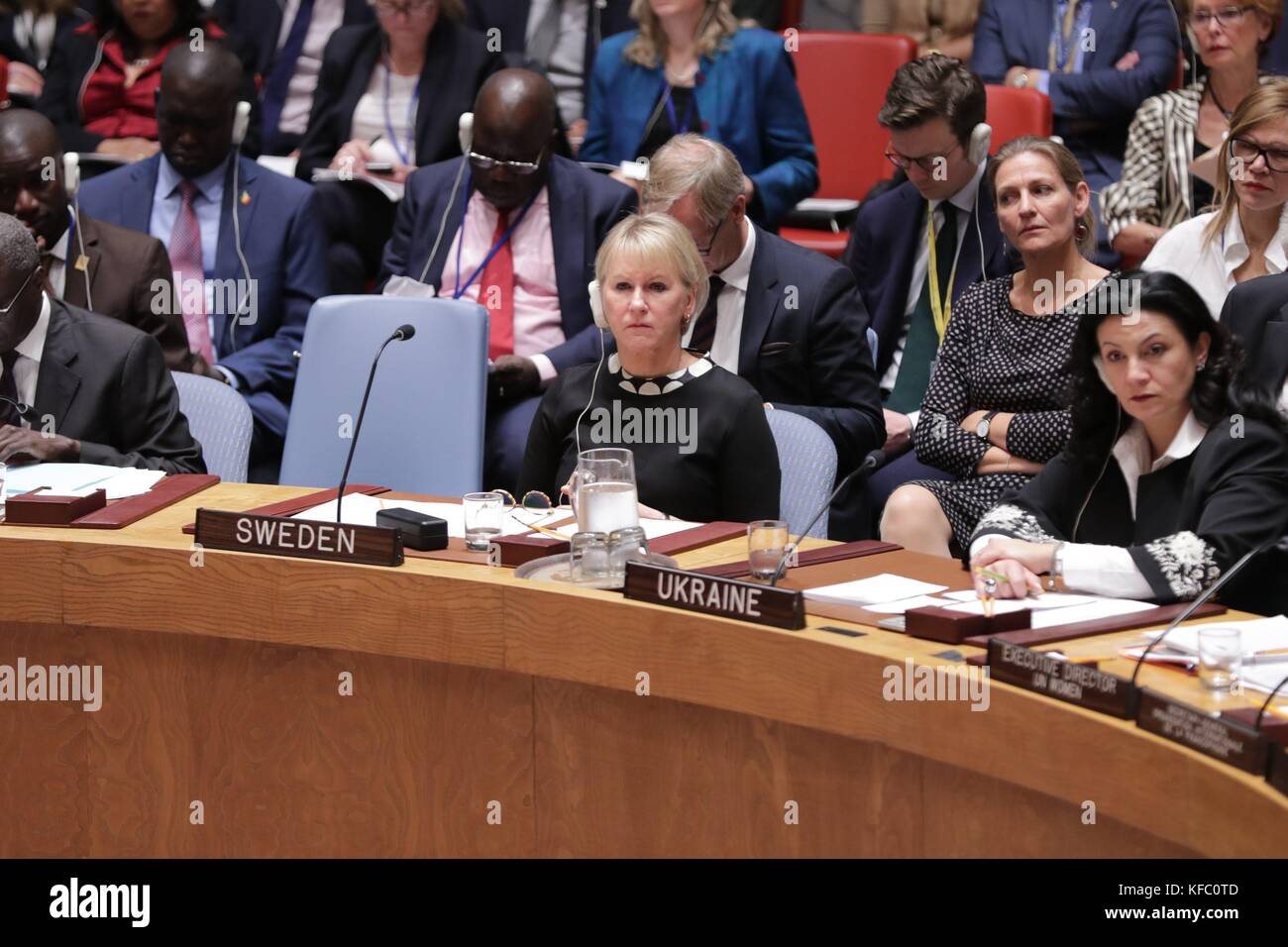 United Nations, New York, USA, October27 2017 - Minister for Foreign Affairs Margot Wallstrom During the Security Council Open debate on women, peace and security today at the UN Headquarters in New York. Photo: Luiz Rampelotto/EuropaNewswire | usage worldwide Stock Photo