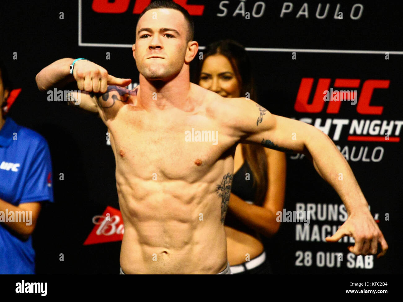 SÃO PAULO, SP - 27.10.2017: UFC PESAGEM OFICIAL - In the picture the fighter Colby Covington. The UFC Fight Night weigh-in will be held this Saturday (28) with the main fight between Brunson vs. Machida at the Gymnasium of Ibirapuera, south of the capital of São Paulo. (Photo: Aloisio Mauricio/Fotoarena) Stock Photo