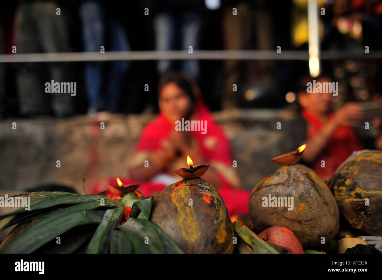 Nepalese Devotees Lit Up Oil Lamps During Chhath Puja - 