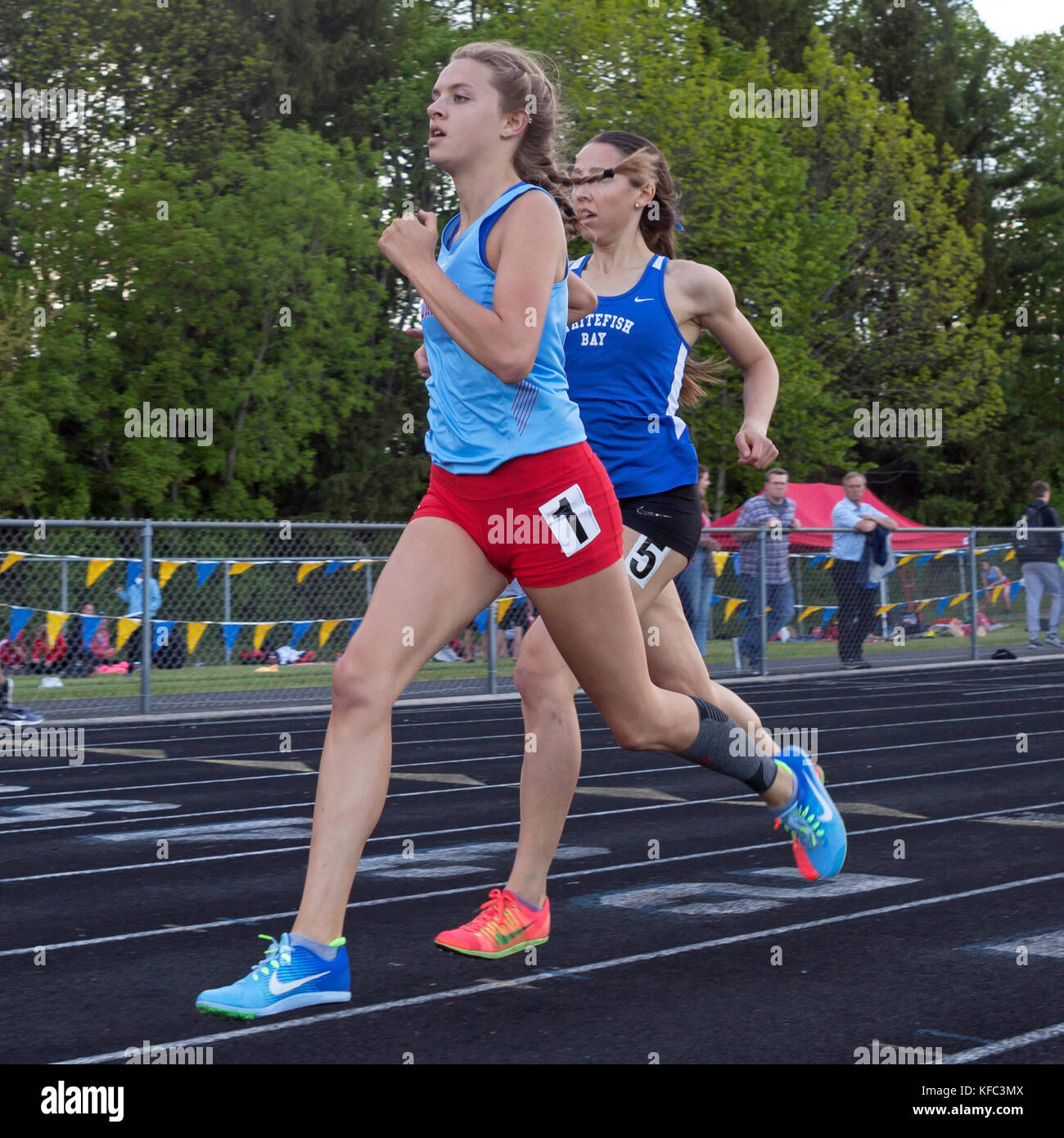 High school athletes compete in a track and field meet in Milwaukee