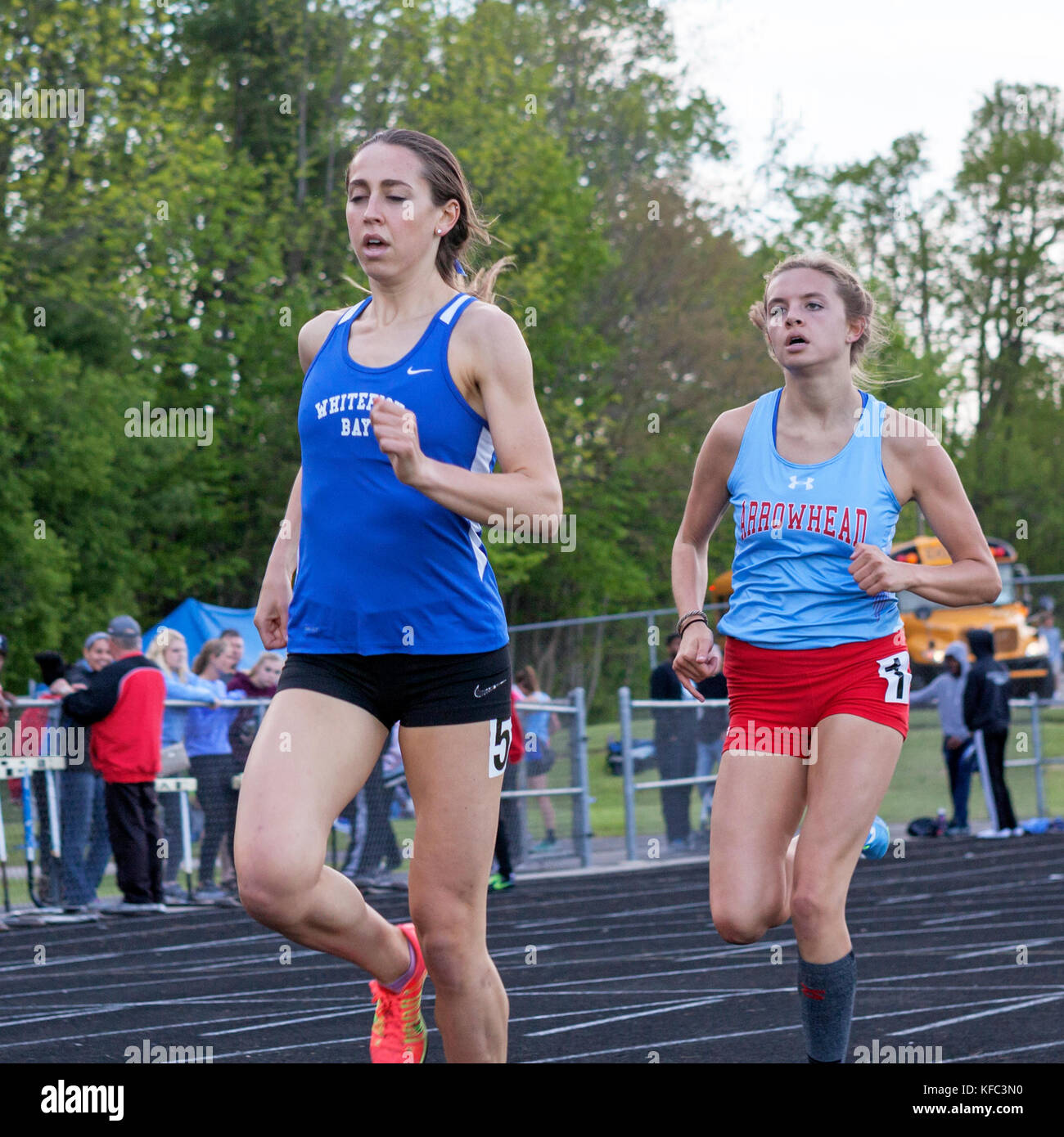 High school athletes compete in a track and field meet in Milwaukee