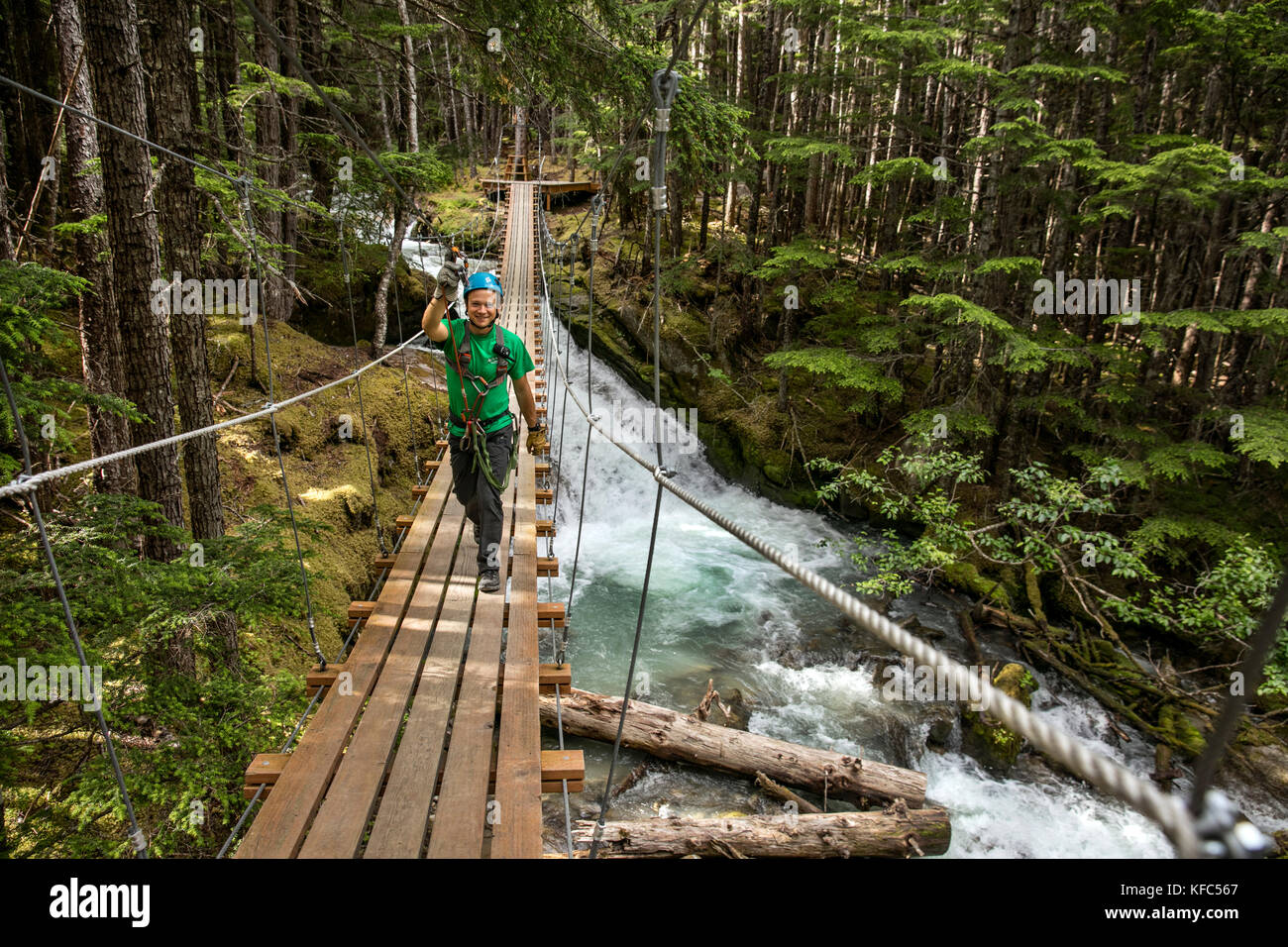USA Alaska, Sitka, the Grizzly Falls Zipline Expedition in the area of