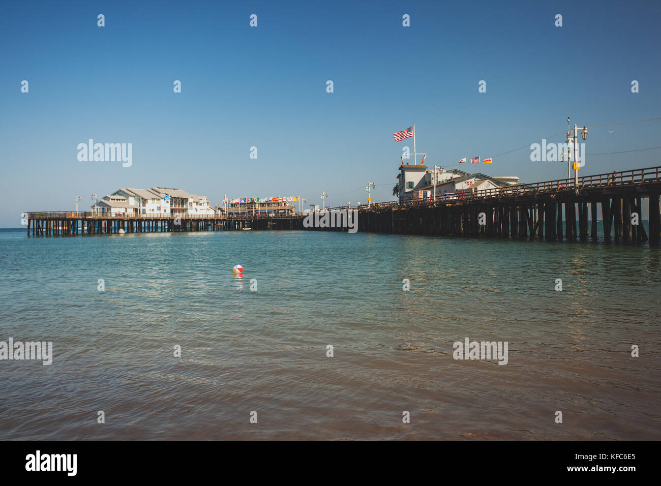 Famous Stearns Wharf  pier in Santa Barbara california retro vintage toned Stock Photo