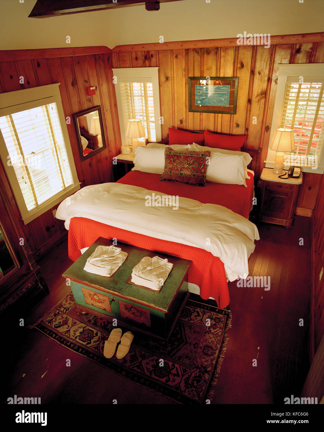 USA, California, Tomales Bay, an interior of one of the cottages on the