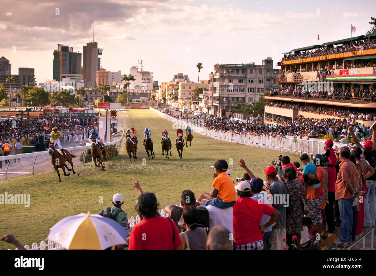 MAURITIUS, Port Louis, an international horse race draws thousands at Champ de Mars Race Cource, International Jockey Day Stock Photo