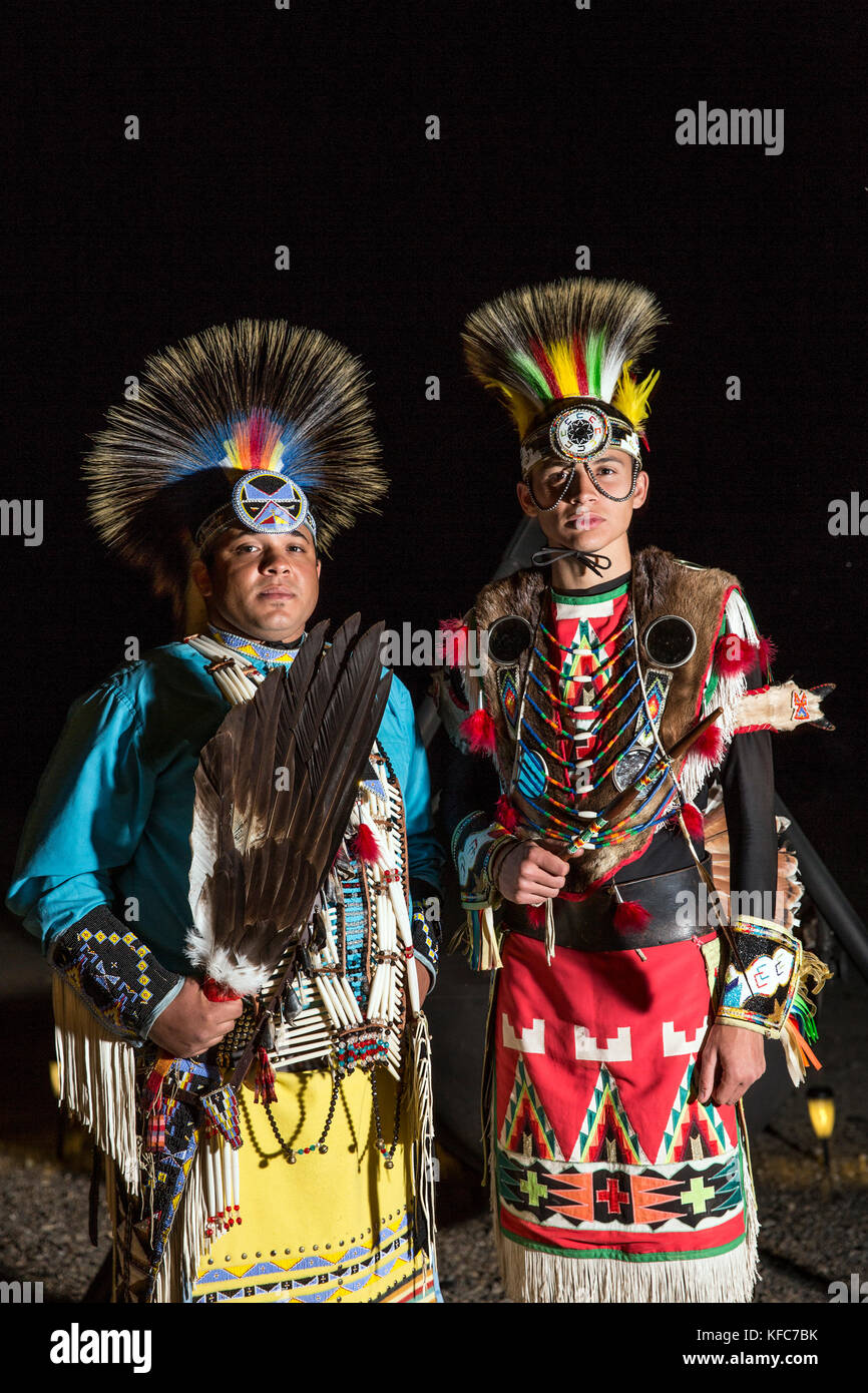 USA, Nevada, Wells, one of the evening shows available for guests at Mustang Monument, A sustainable luxury eco friendly resort and preserve for wild  Stock Photo