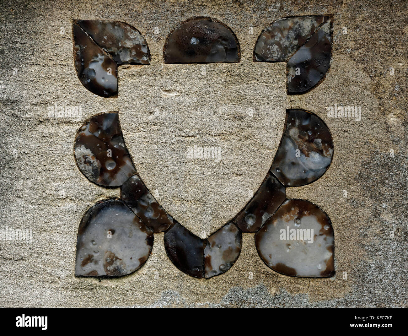 Decorative knapped flint work in the wall of North Walsham church. Stock Photo