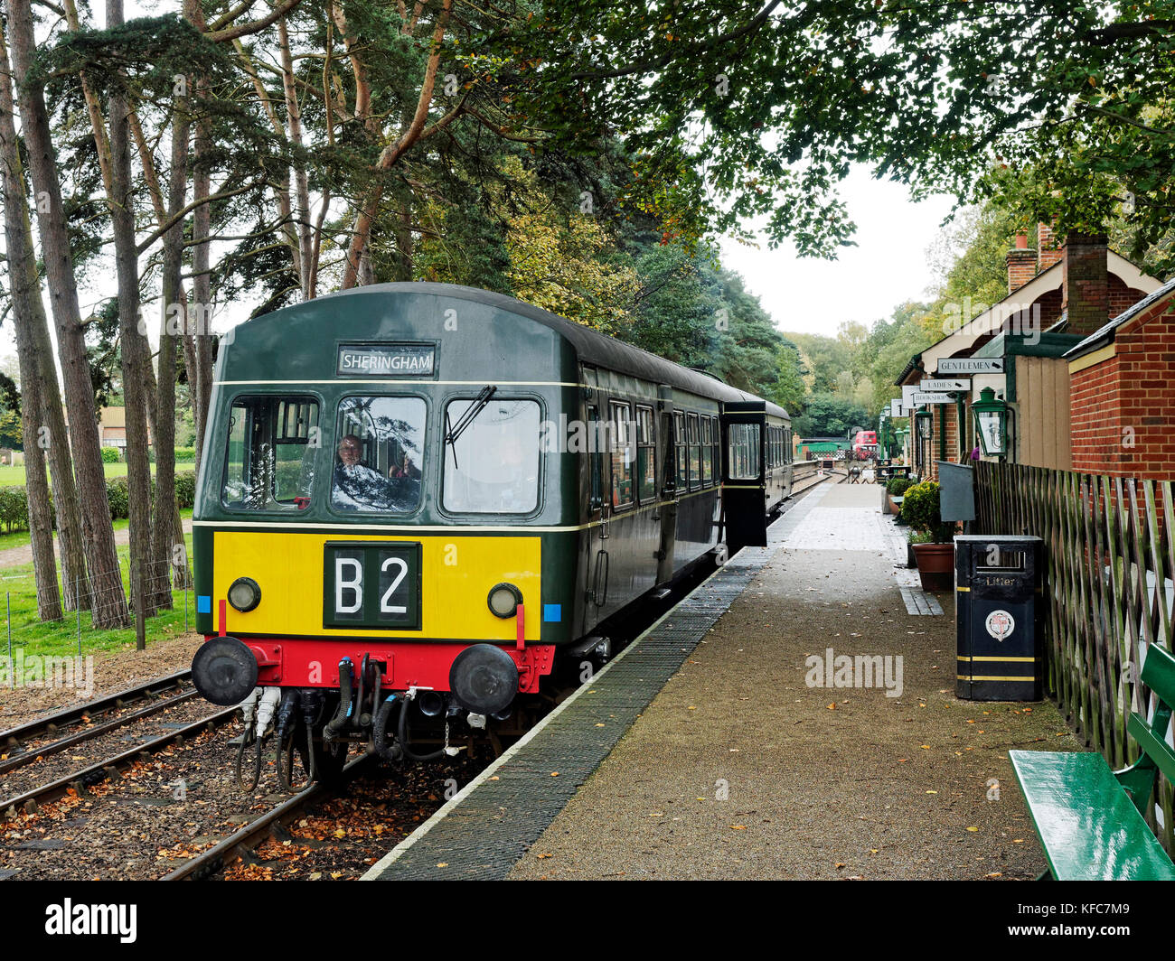 Ex  British Rail Class 101 diesel multiple unit built by Metro-Cammell  in the late 1950's stands at Holt station on the North Norfolk Railway. Stock Photo