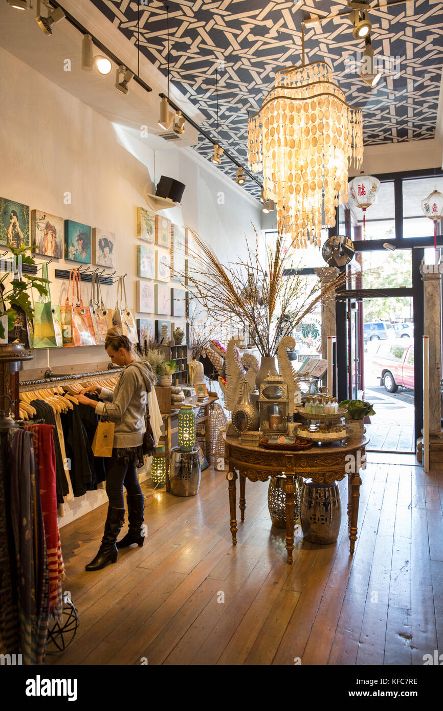 USA, Oregon, Ashland, interior of the local retail store Papaya Living