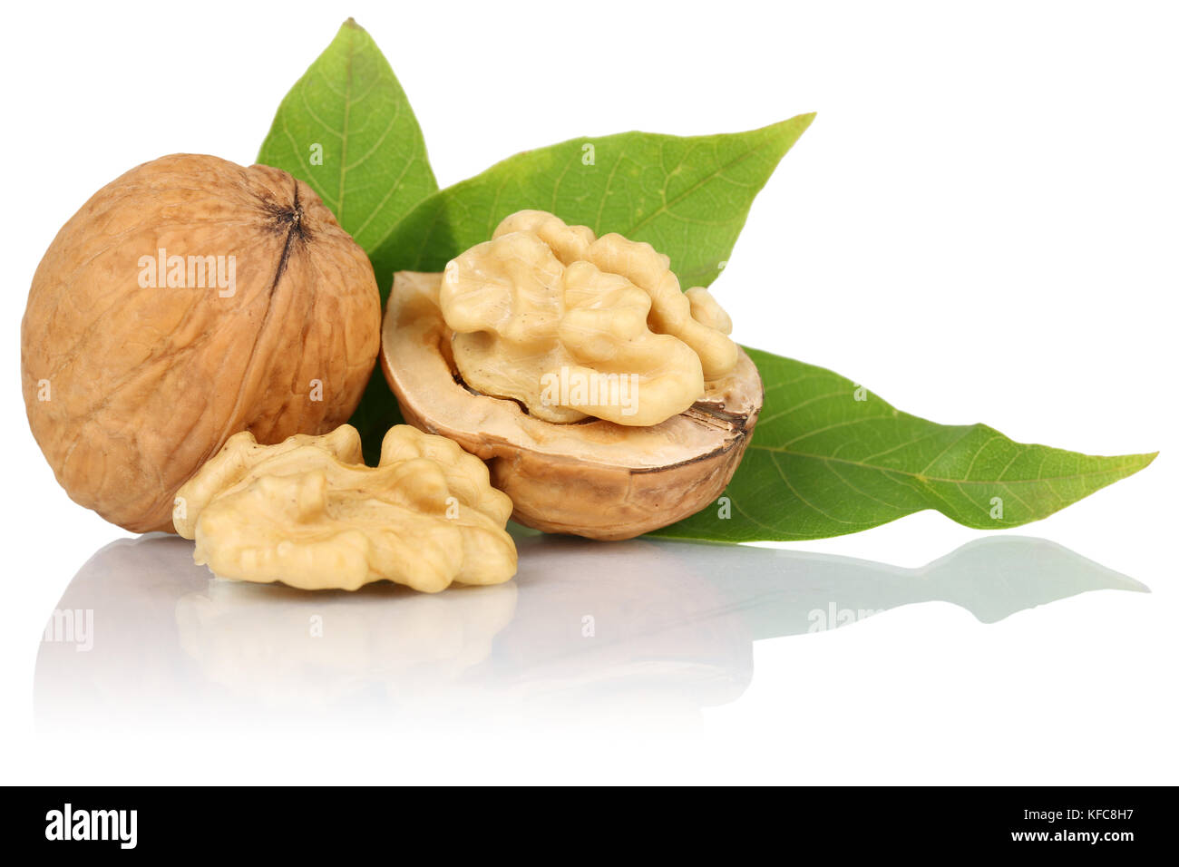 Walnuts walnut nuts isolated on a white background Stock Photo