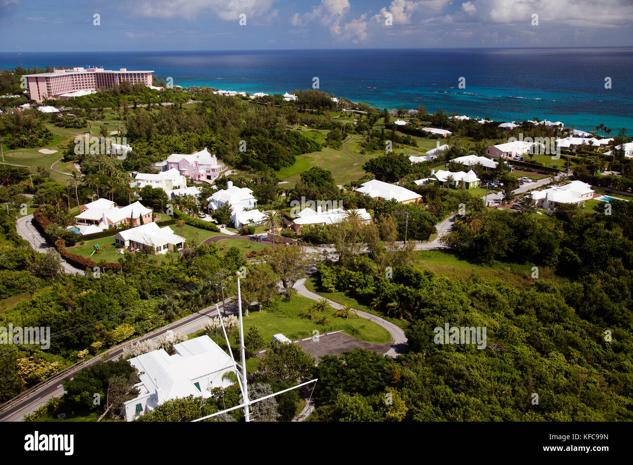 BERMUDA. Southampton Parish. View of homes and coast from the Gibb's Hill Lighthouse in Southampton. Stock Photo