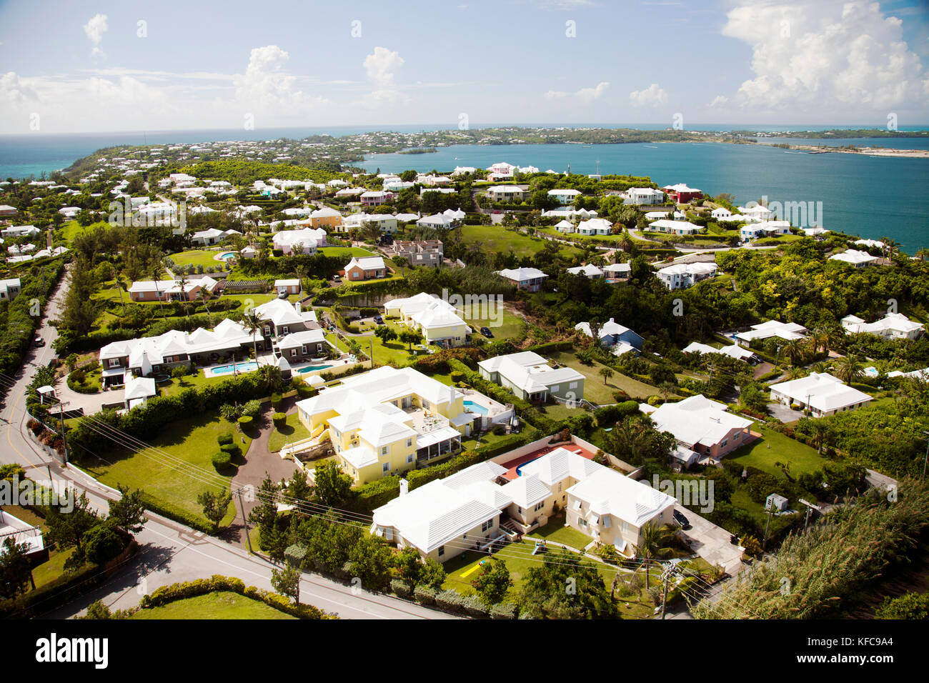 BERMUDA. Southampton Parish. View of homes and coast from the Gibb's