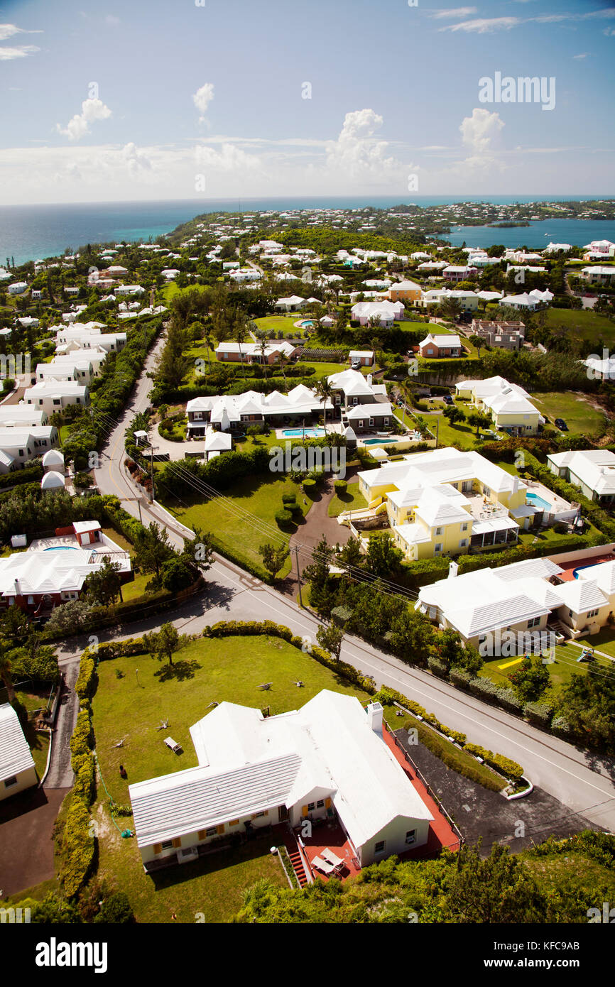 BERMUDA. Southampton Parish. View of homes and coast from the Gibb's
