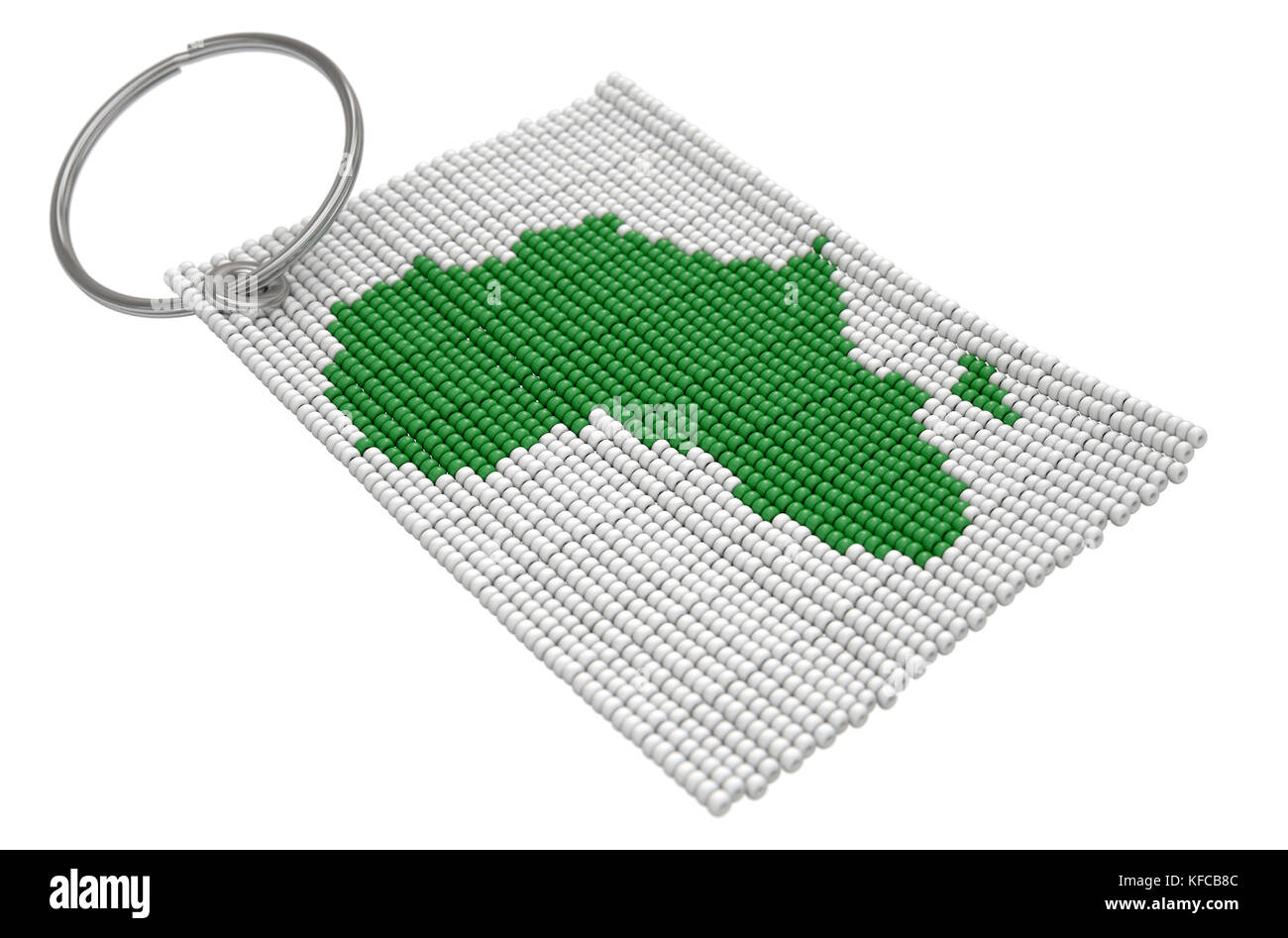 A traditional zulu beaded keyring depicting the african continent on an isolated white background - 3D render Stock Photo