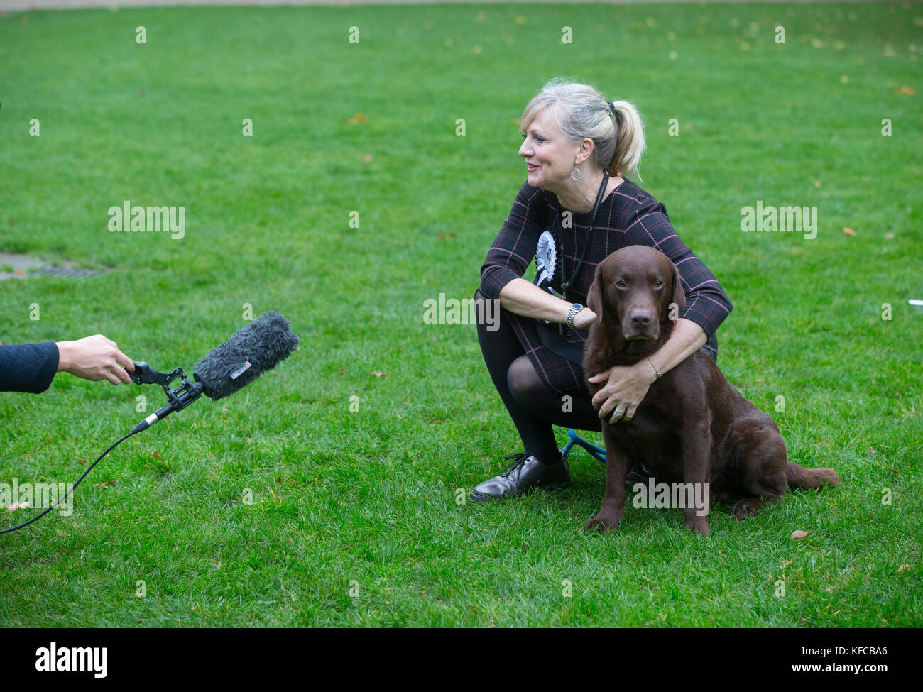 Westminster Dog of the Year Show winner,Tracy Brabin, MP for Batley and Spen, with her dog 'Rocky'.The Coronation Street actress took over from Jo Cox Stock Photo