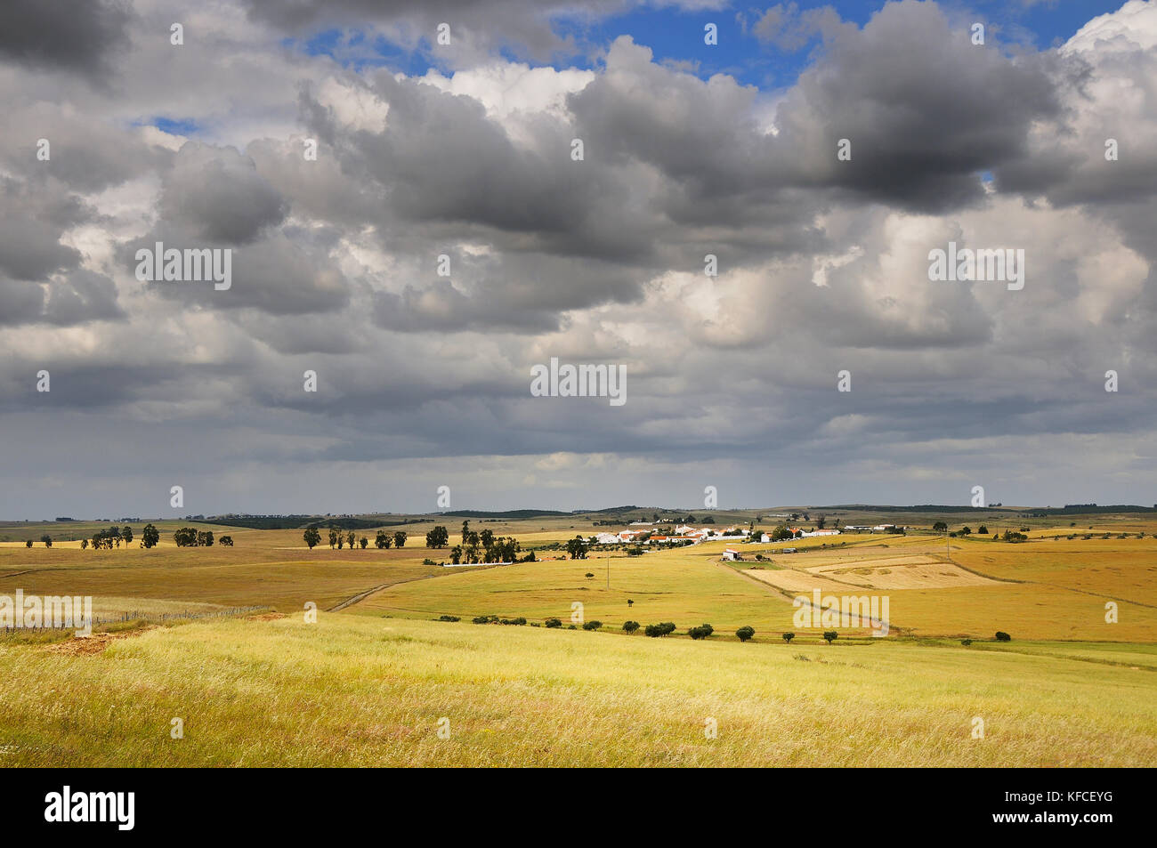A farm in the vast plains of Ourique. Alentejo, Portugal Stock Photo