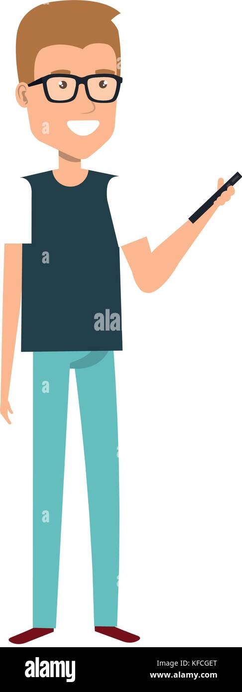 man using smartphone character vector illustration design Stock Vector ...