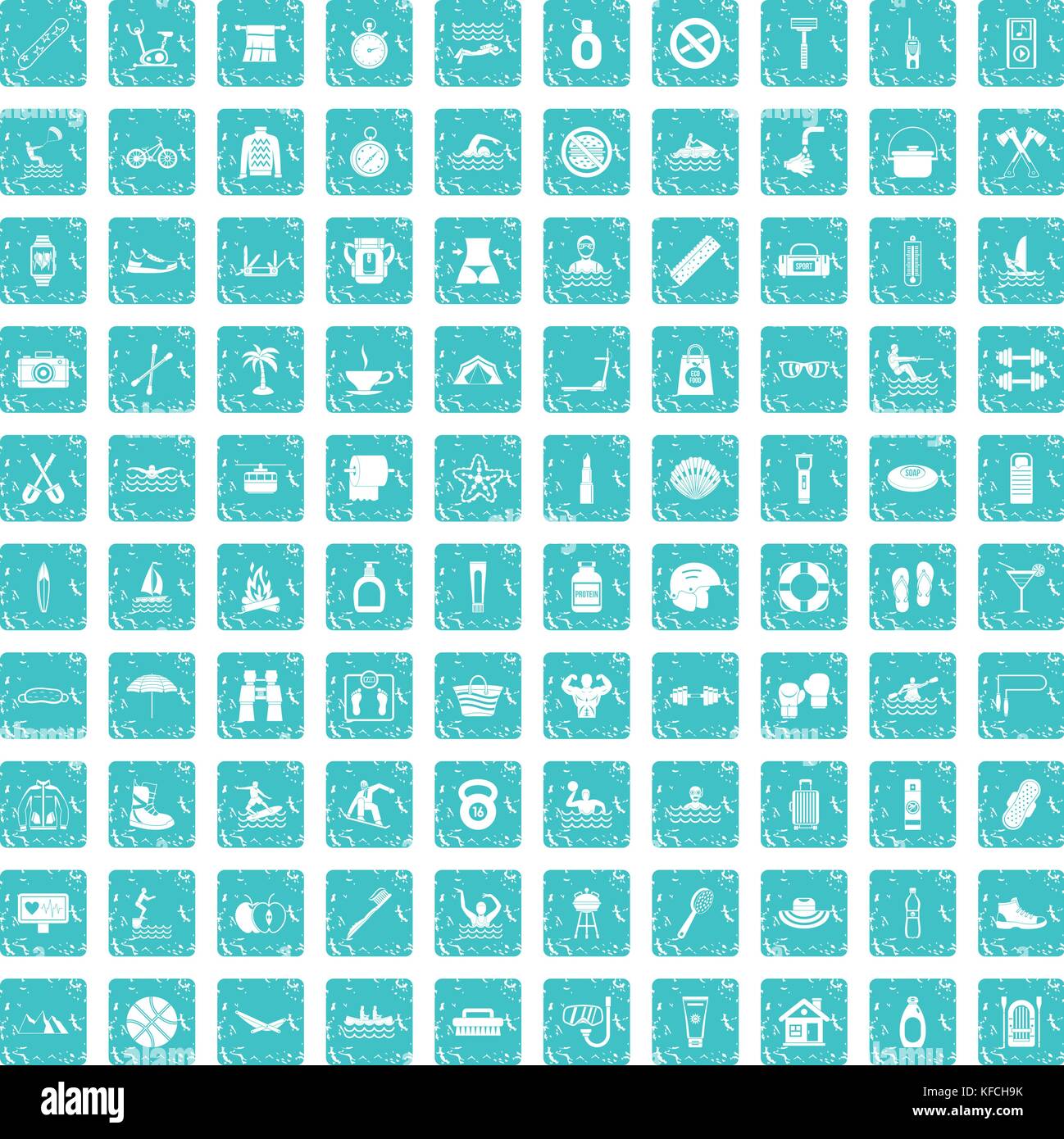 100 human health icons set grunge blue Stock Vector Image & Art - Alamy