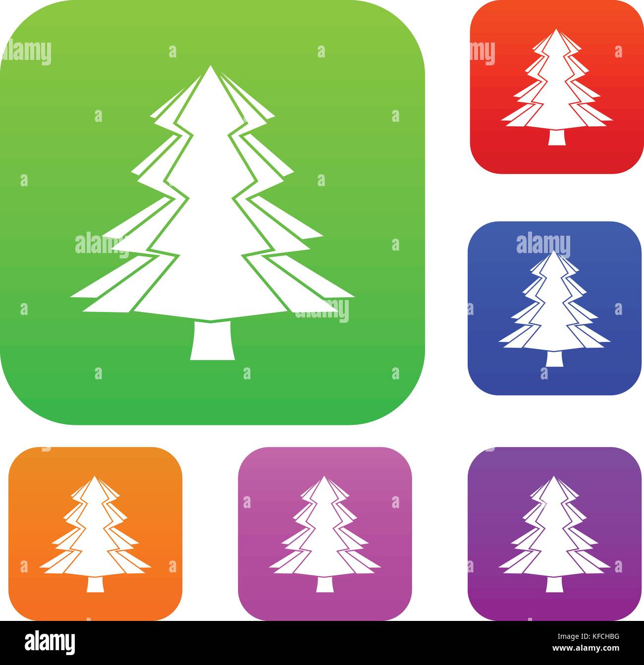 Fir tree set color collection Stock Vector Image & Art - Alamy