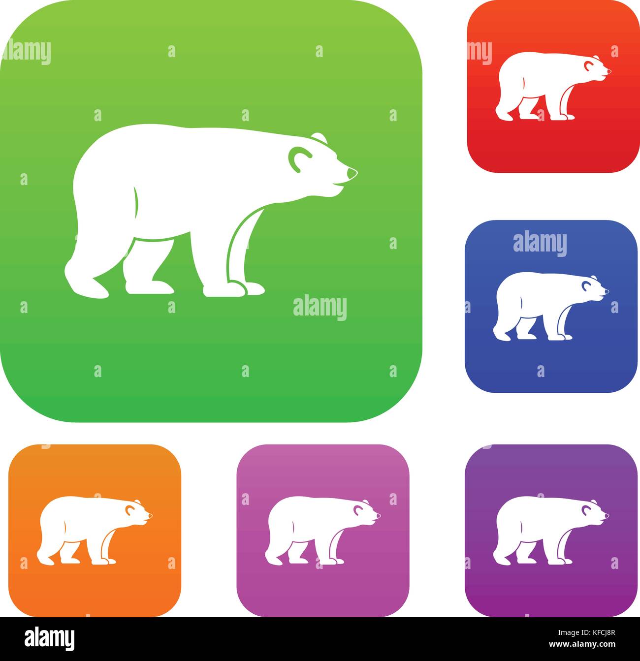 Wild bear set color collection Stock Vector