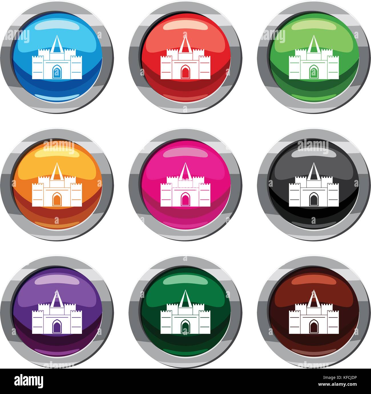 Residential mansion with towers set 9 collection Stock Vector Image ...