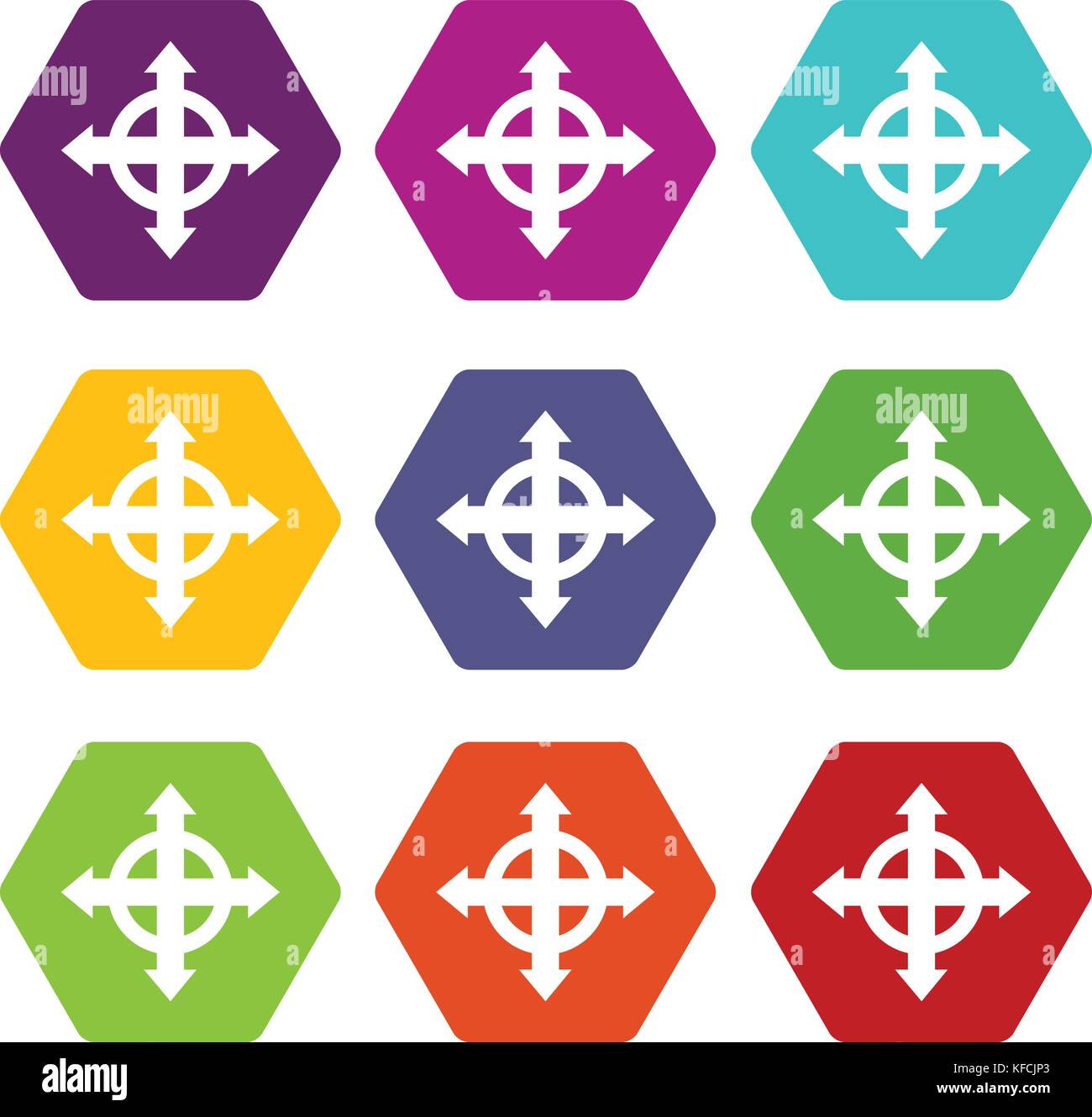 Arrows target icon set color hexahedron Stock Vector Image & Art - Alamy