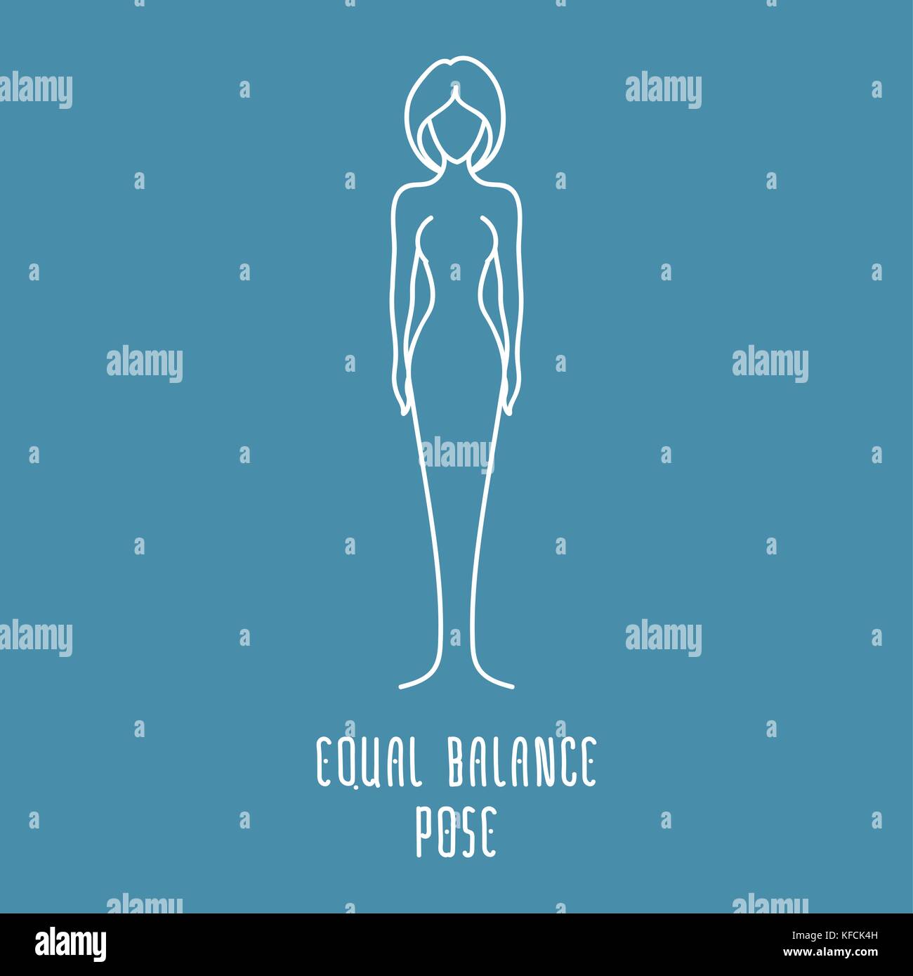 Yoga pose flat line icon, simple sign of woman in equal balance Yoga pose flat line icon, simple sign of woman in equal balance